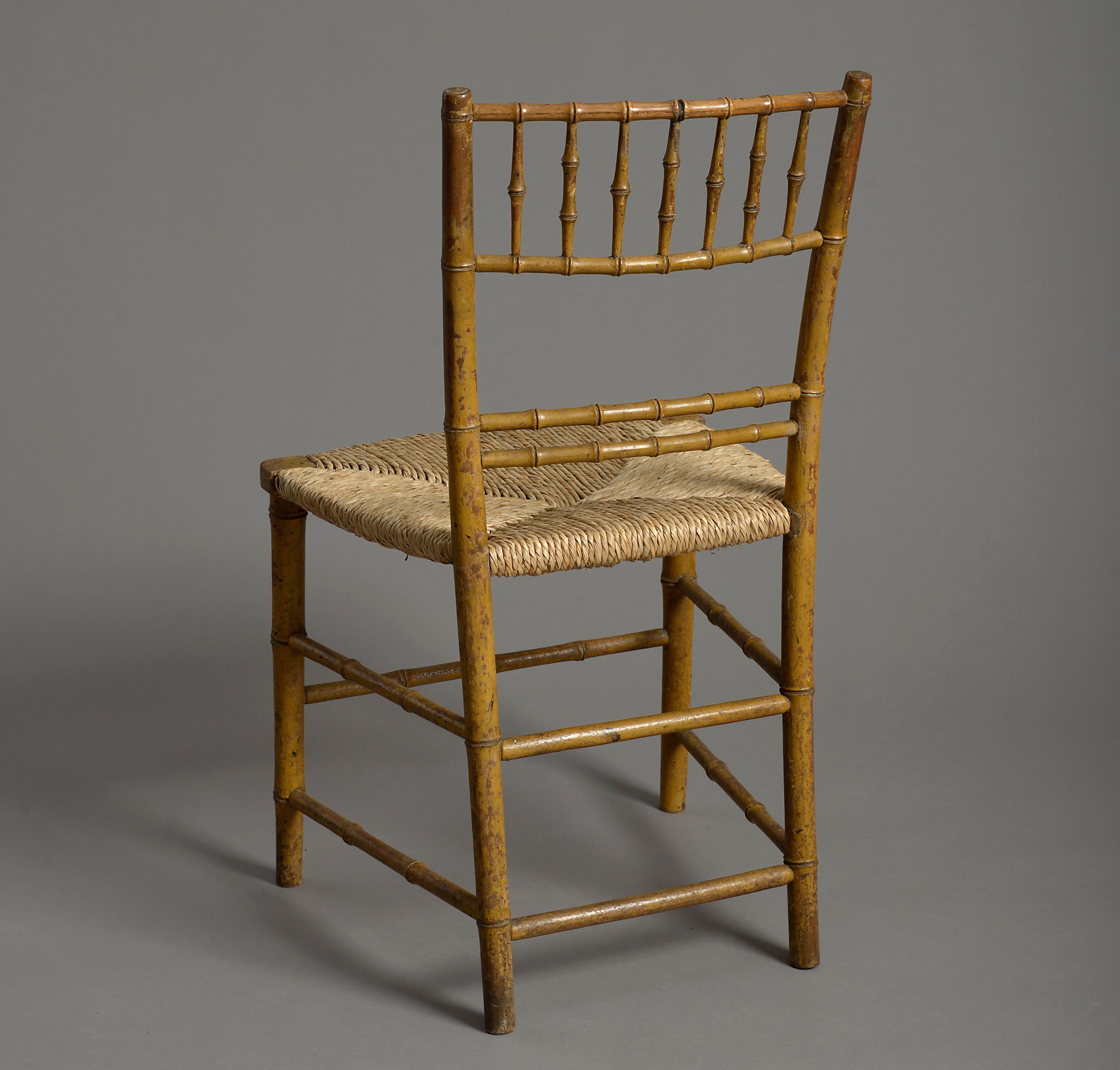 Pair of Early 19th Century Faux Bamboo Bedroom Chairs In Good Condition In London, GB