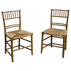 Pair of Early 19th Century Faux Bamboo Bedroom Chairs