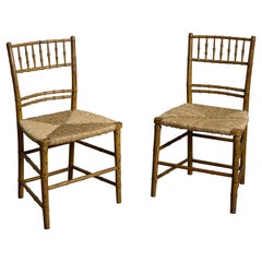 Pair of Early 19th Century Faux Bamboo Bedroom Chairs