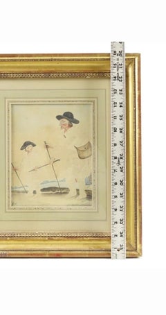 Pair of Early 19th Century Figural Watercolor Pinpricks