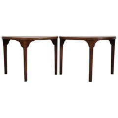 Pair of Early 19th Century French Cherrywood Demilune Tables