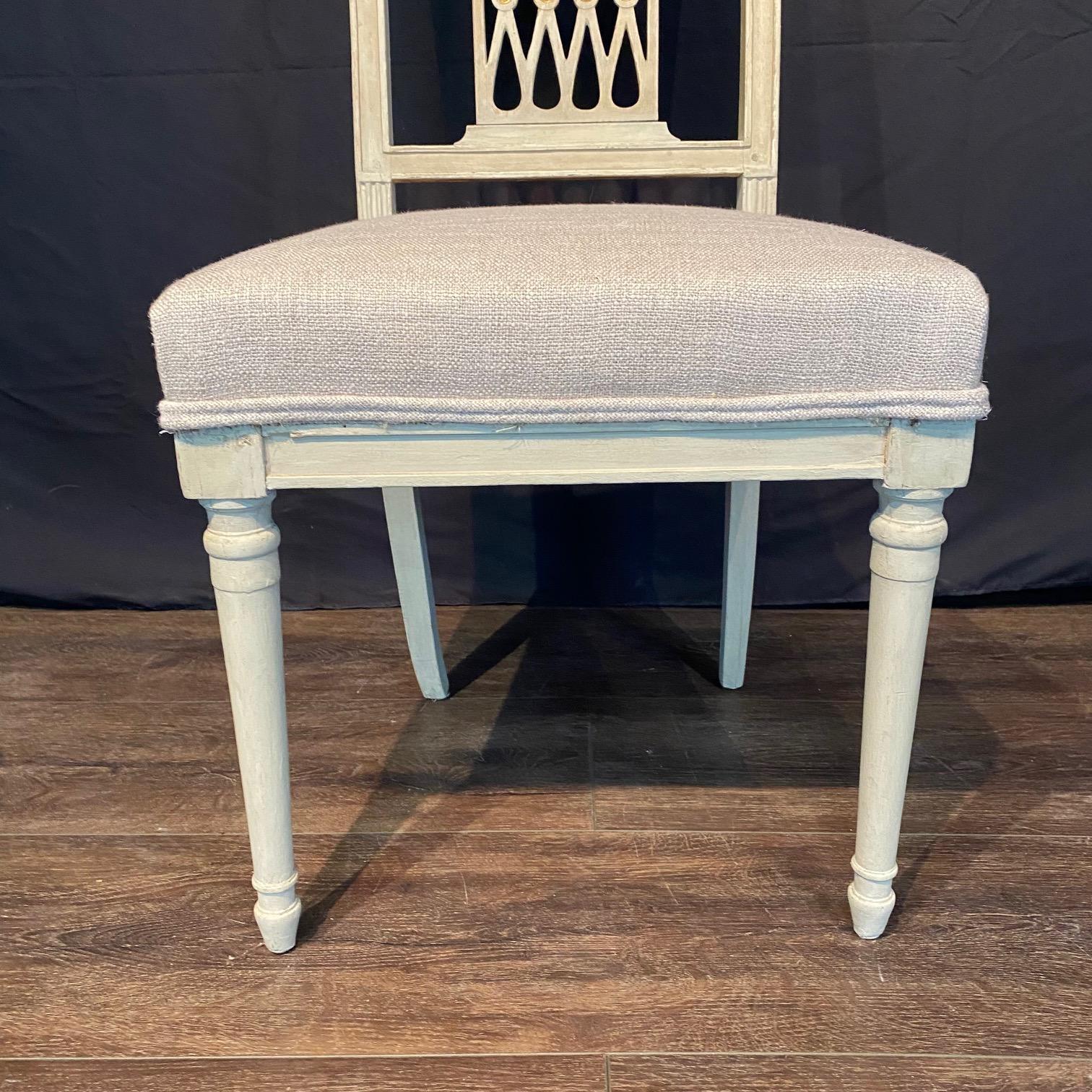 Mid-19th Century Pair of Early 19th Century French Directoire Period Painted Side Chairs For Sale
