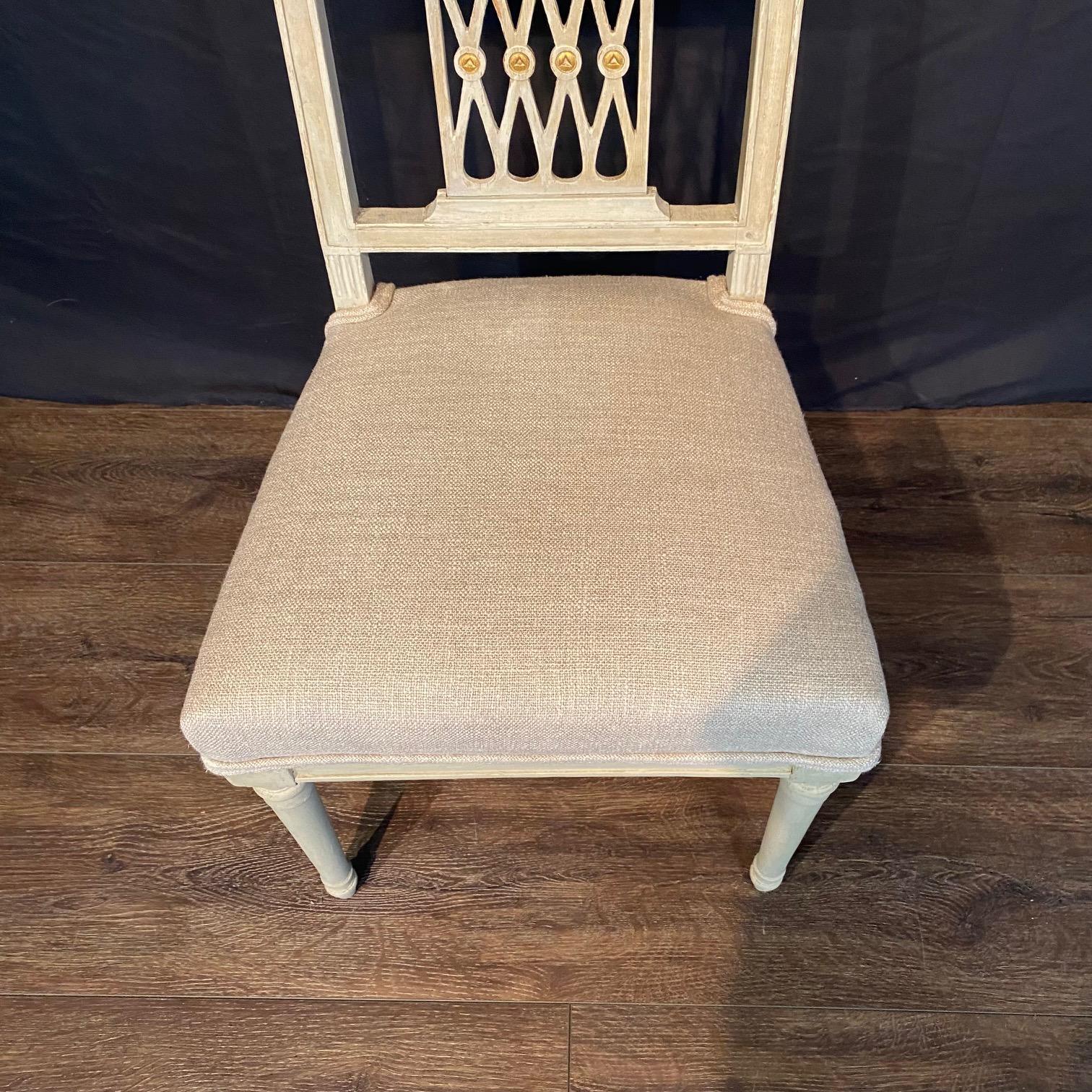 Upholstery Pair of Early 19th Century French Directoire Period Painted Side Chairs For Sale