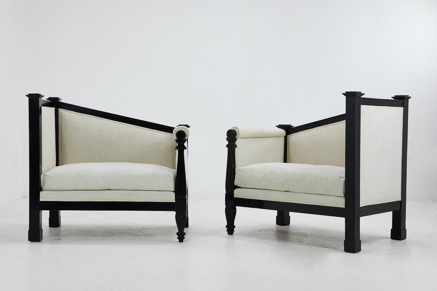 Pair of Early 19th Century French Ebonized Sofas For Sale 2