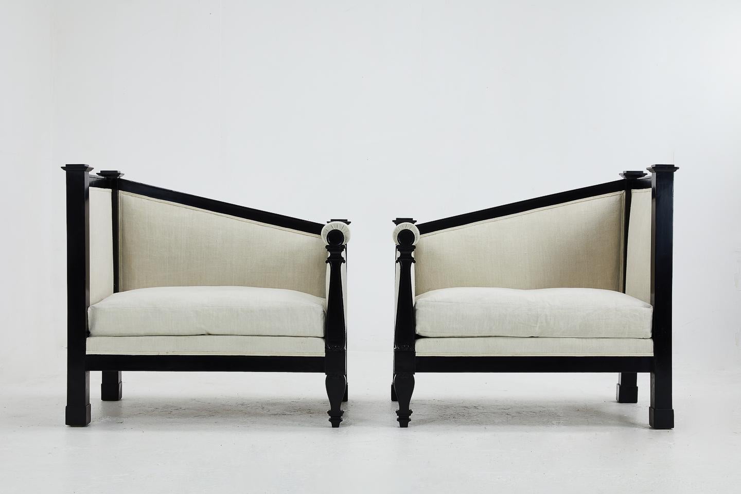 Pair of Early 19th Century French Ebonized Sofas For Sale 3