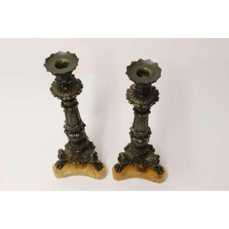 Pair of Early 19th Century French Empire Bronze Candlesticks, circa 1830 For Sale 7