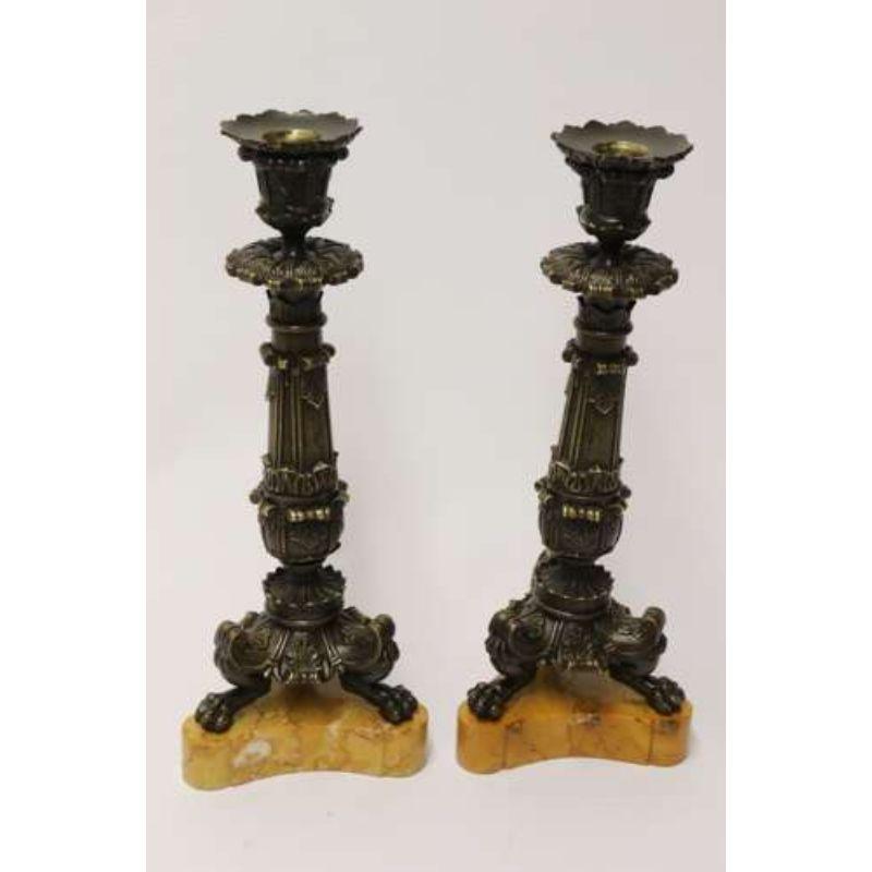 Pair of Early 19th Century French Empire Bronze Candlesticks, circa 1830 For Sale 8