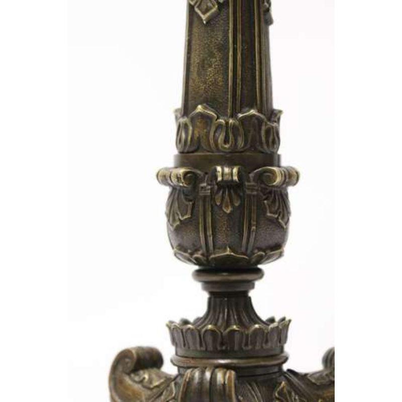 Pair of Early 19th Century French Empire Bronze Candlesticks, circa 1830 For Sale 2