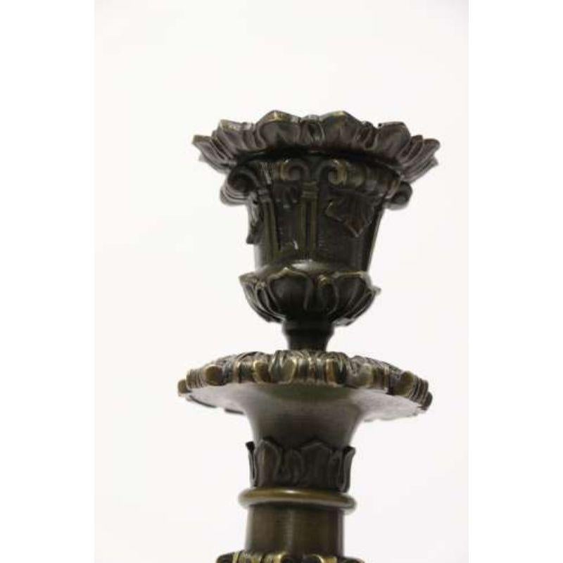Pair of Early 19th Century French Empire Bronze Candlesticks, circa 1830 For Sale 4