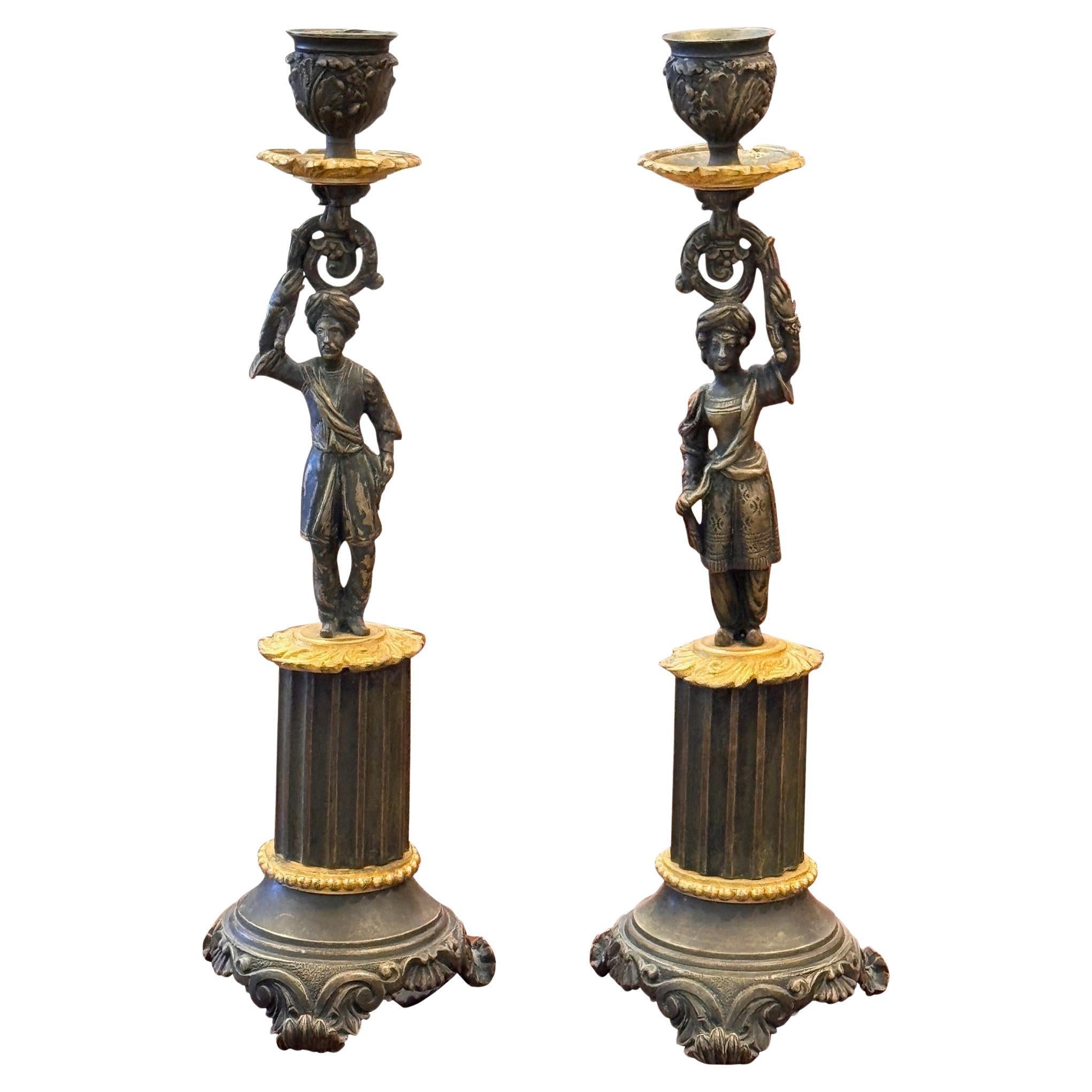 Coppia di candelabri impero francesi del primo Ottocento
