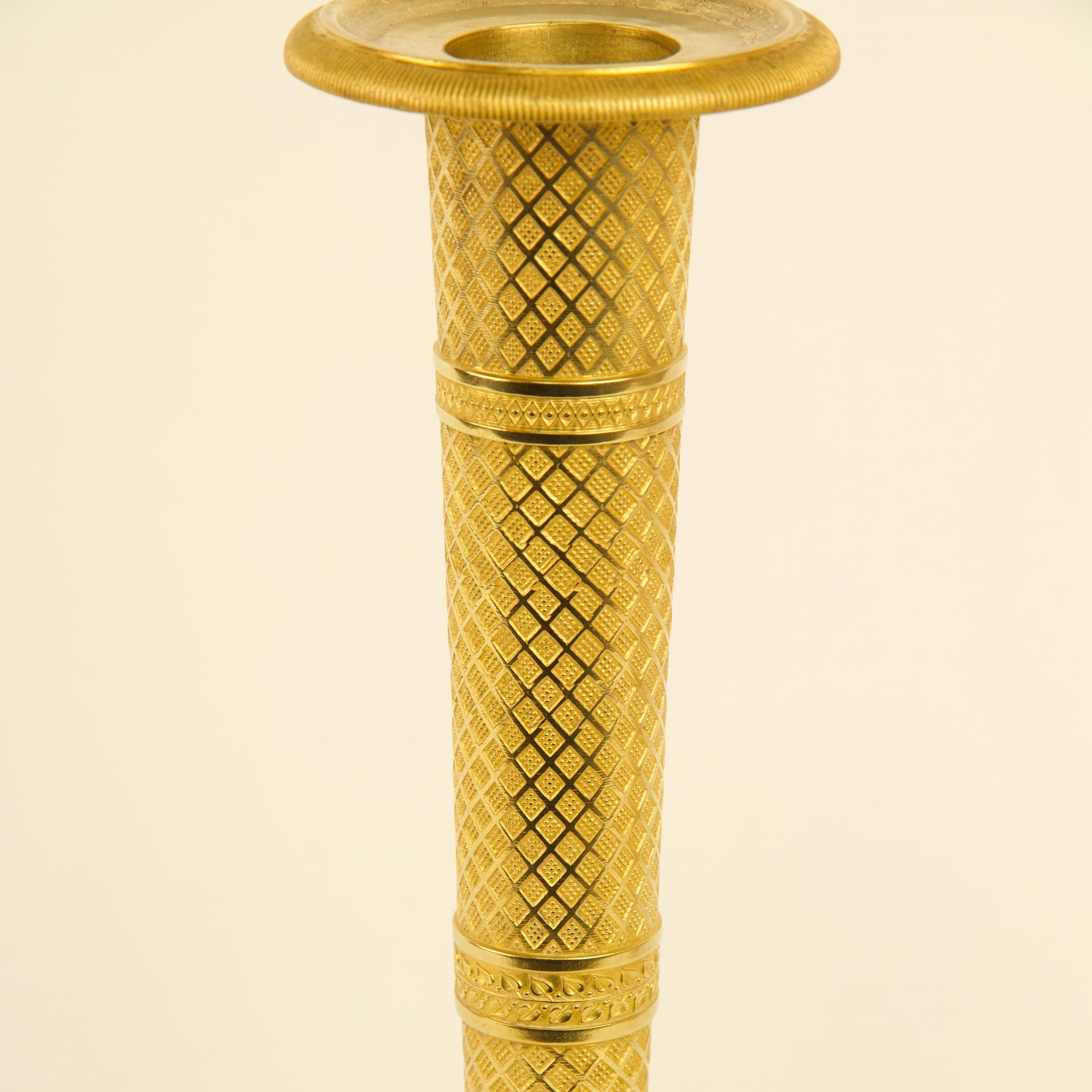 Bronze Paire de chandeliers Empire en bronze doré du début du 19e siècle d'après C. Galle en vente