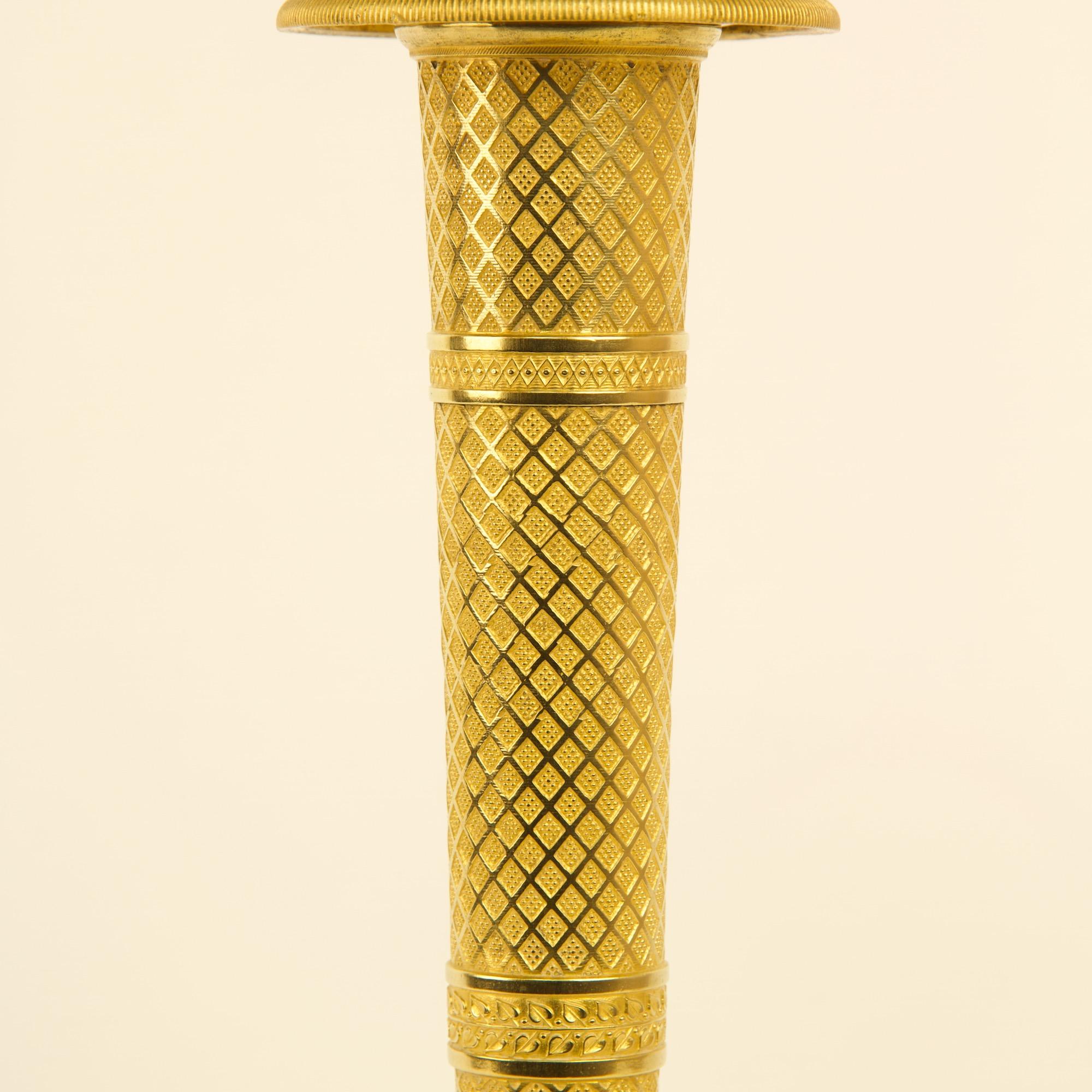 Paire de chandeliers Empire en bronze doré du début du 19e siècle d'après C. Galle en vente 1