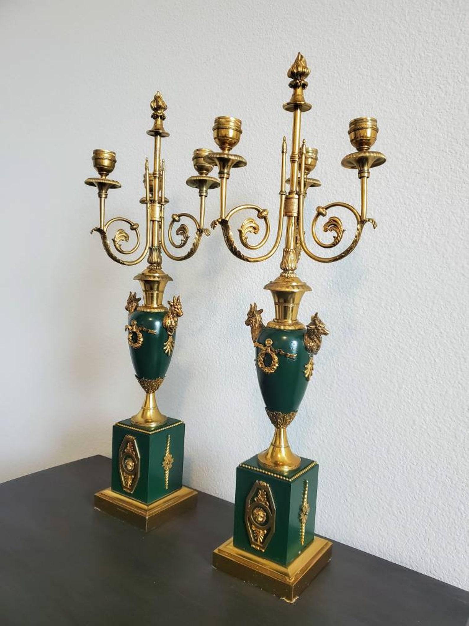 Gilt Pair of Early 19th Century French Empire Period Candelabras For Sale
