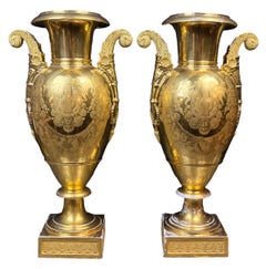 Important  Pair of Darte Frere  early 19th C.  French Empire  Porcelain  Vases