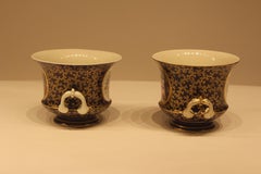 Pair of early 19th Century French Hand Painted Serves Cache Pot