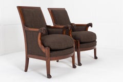 Pair of Early 19th Century French Mahogany Armchairs
