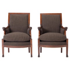 Pair of Early 19th Century French Mahogany Armchairs