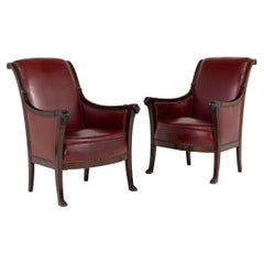 Pair of Early 19th Century French Mahogany Armchairs