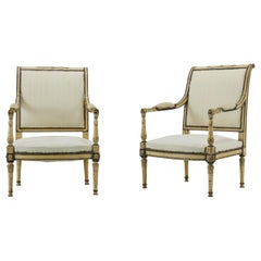 Pair of Early 19th Century French Painted Armchairs