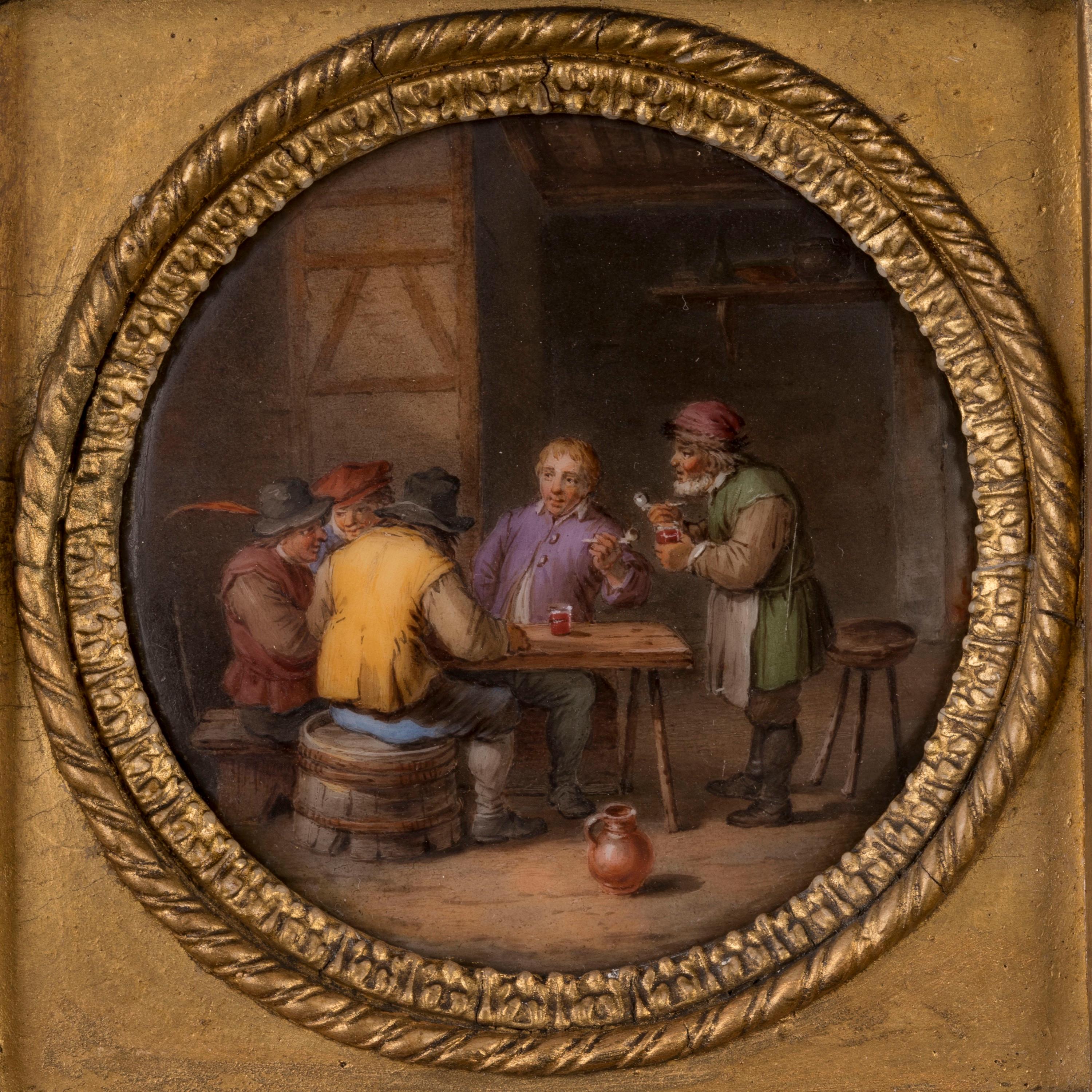Porcelaine Paire de plaques en porcelaine française du début du 19e siècle avec scènes de taverne en vente