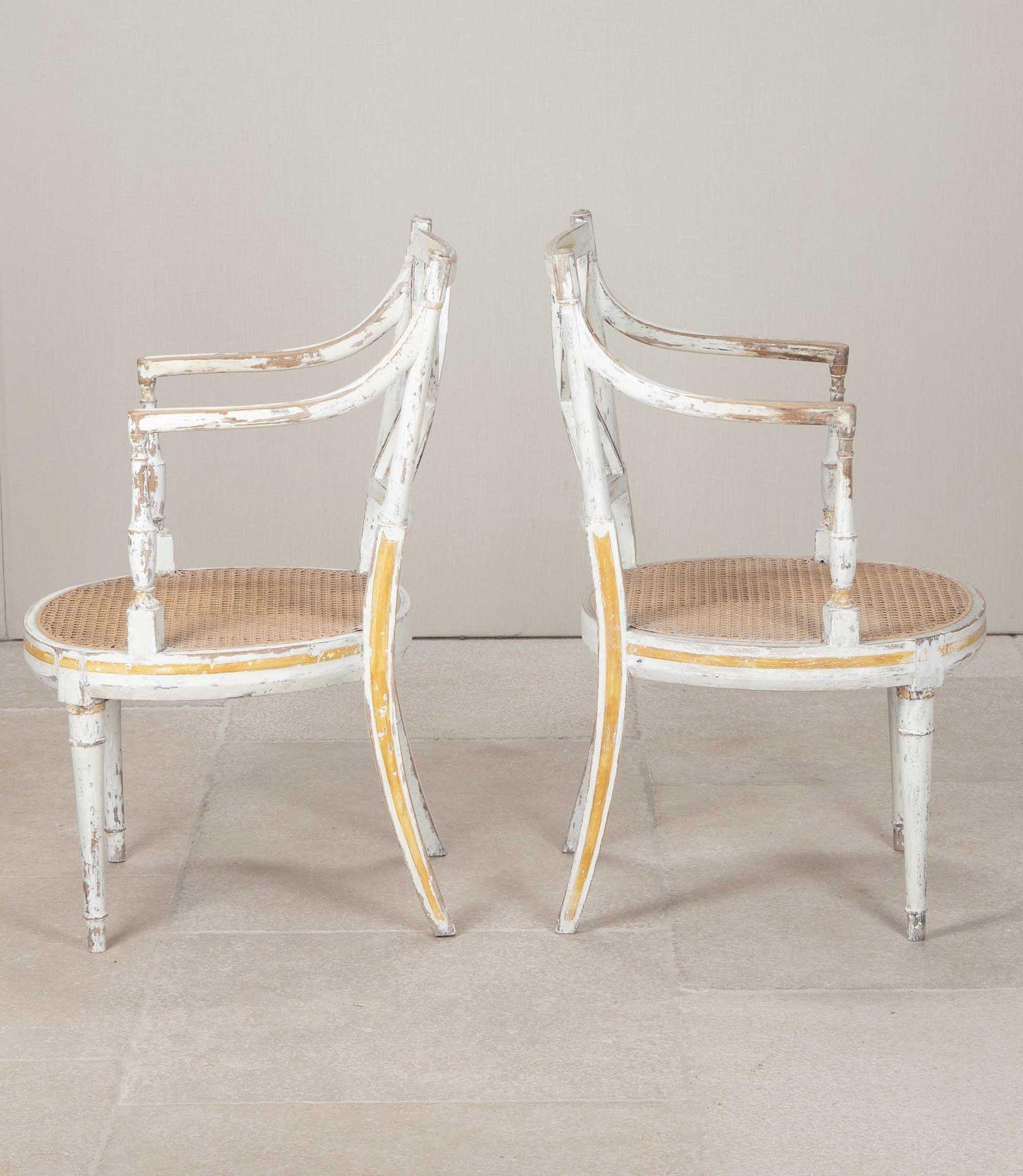 Gilt Pair of Early 19th Century George III Original Painted Armchairs For Sale