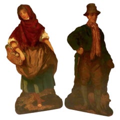 Paire de tables d'appoint géorgiennes en bois de pin peintes à l'huile du début du 19e siècle
