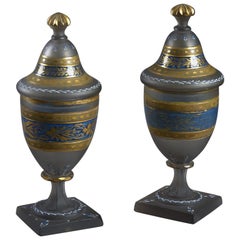 Pair of Early 19th Century Glass Lidded Vases