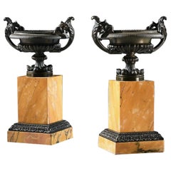 Pair of Early 19th Century Grand Tour Bronze and Sienna Marble Tazzas