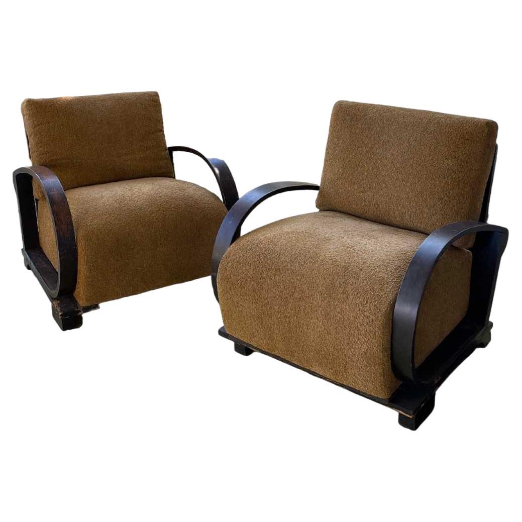 Pair Halabala Chairs New Upholstery 27" x 29" x 29.5" For Sale