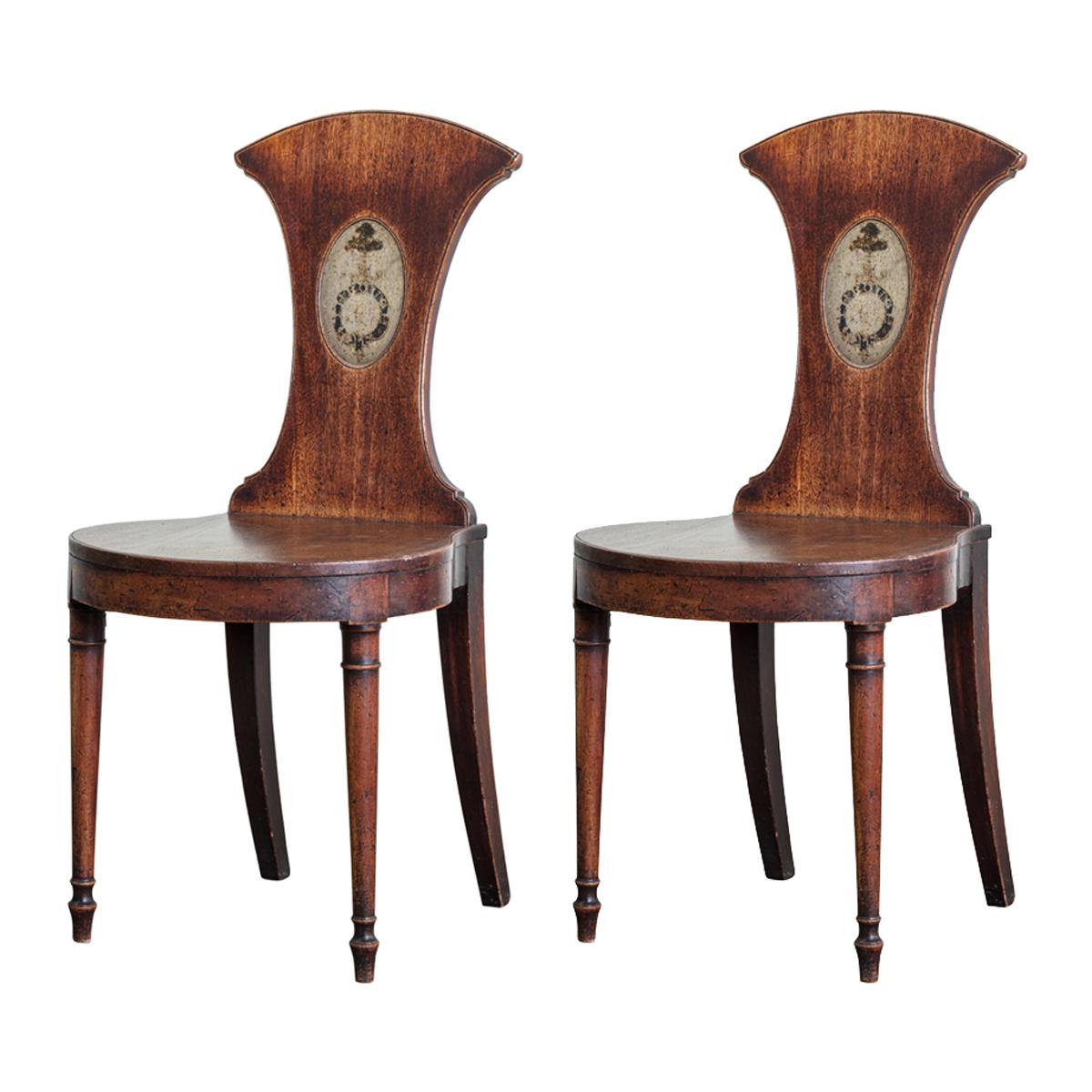 Pair of Early 19th Century Hall Chairs