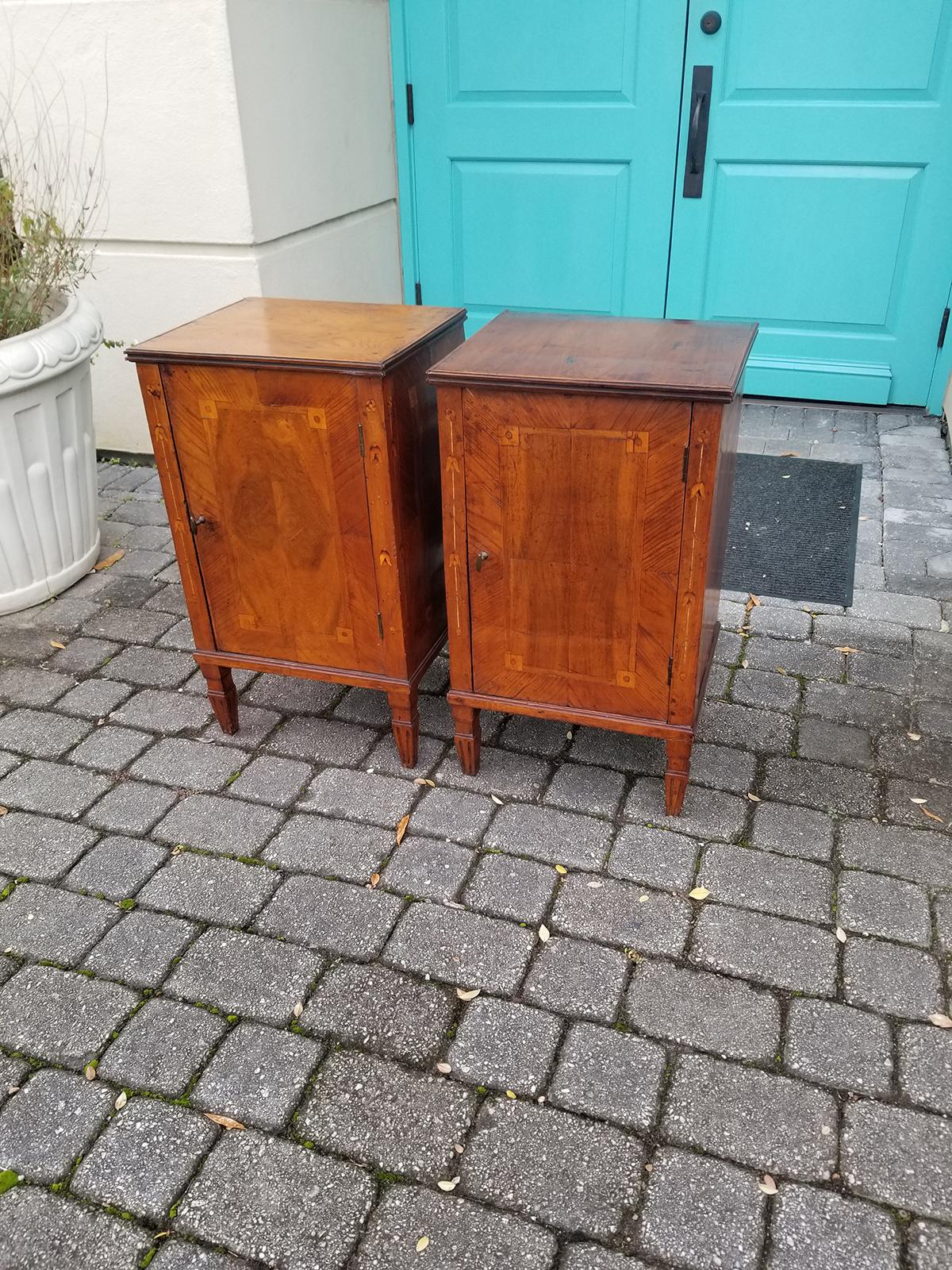 Pair of Early 19th Century inlaid Italian cabinets, c.1810.