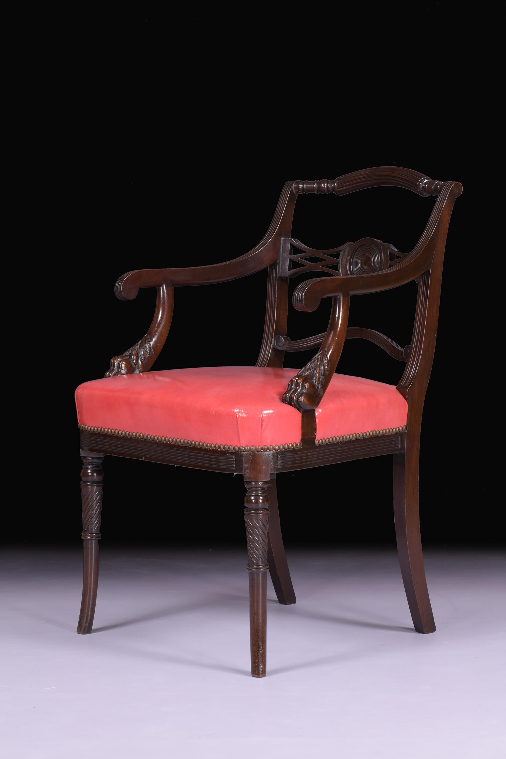 Pair of Early 19th Century Irish Regency Armchairs by Mack Williams & Gibton For Sale 1