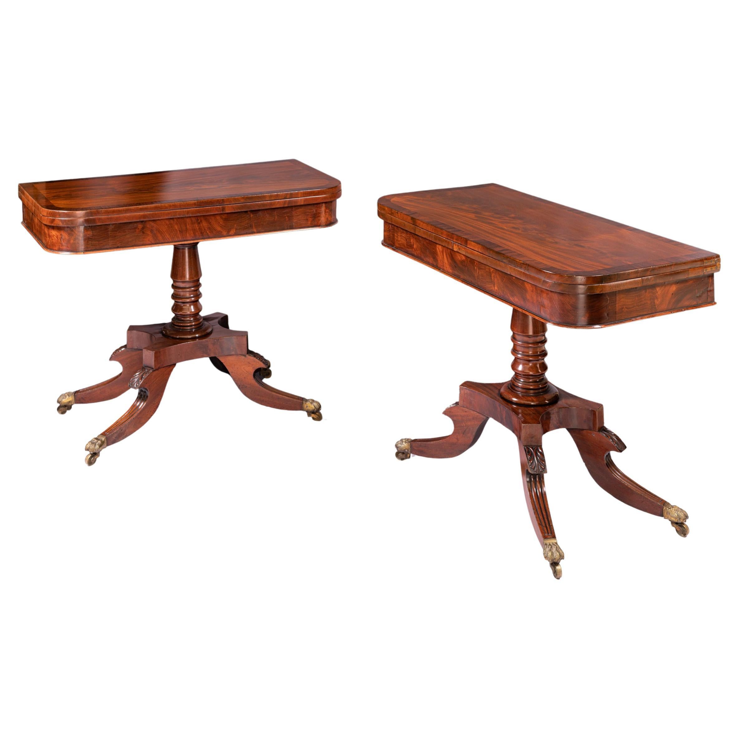 Pair Of Early 19th Century Irish Regency Turnover Card/Games Tables For Sale