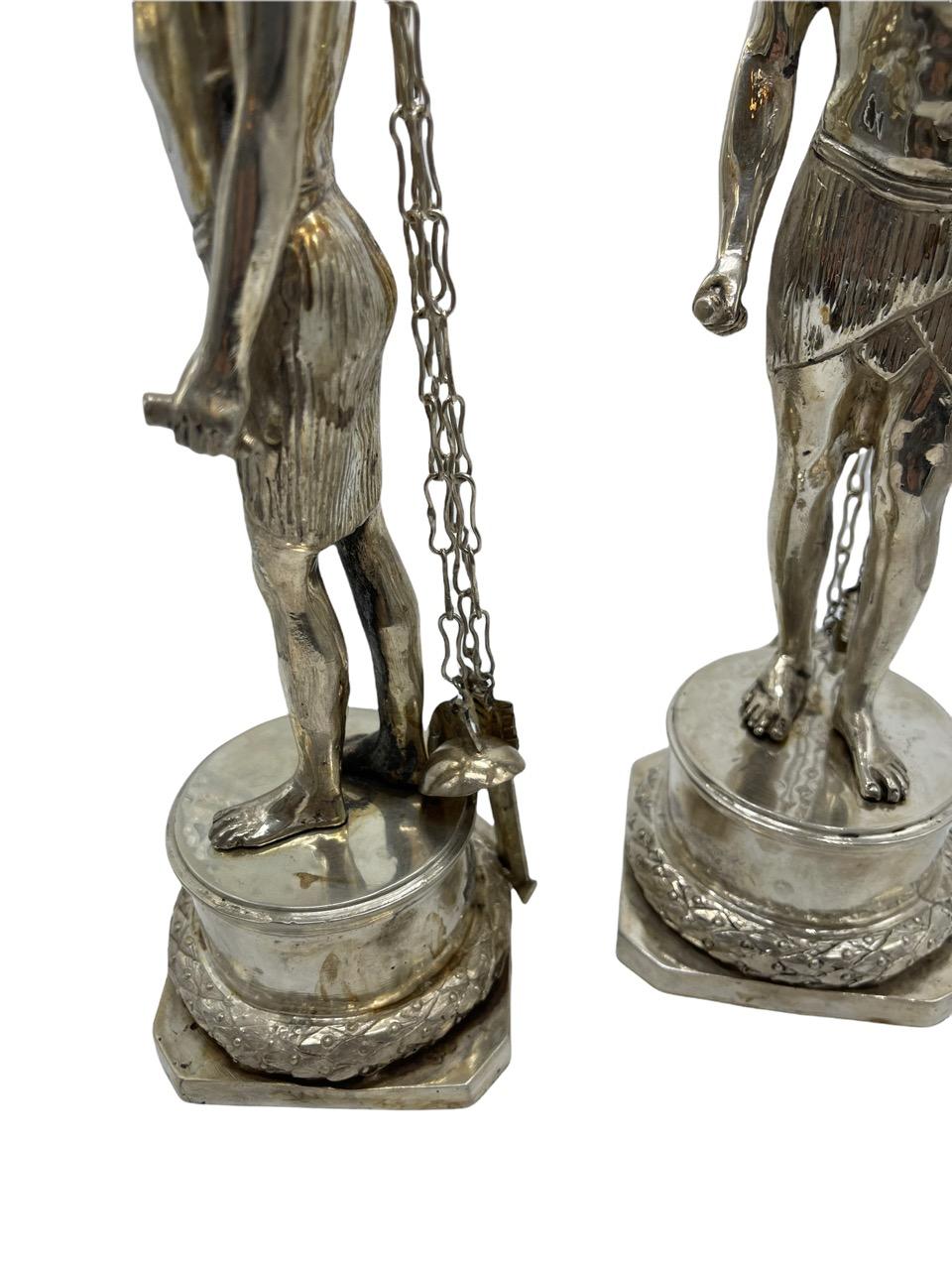 Pair of Early 19th Century Italian Antique Silver Oil Lamps by Vincenzo Belli II For Sale 10