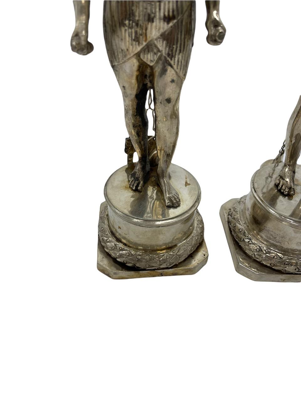 Pair of Early 19th Century Italian Antique Silver Oil Lamps by Vincenzo Belli II For Sale 14