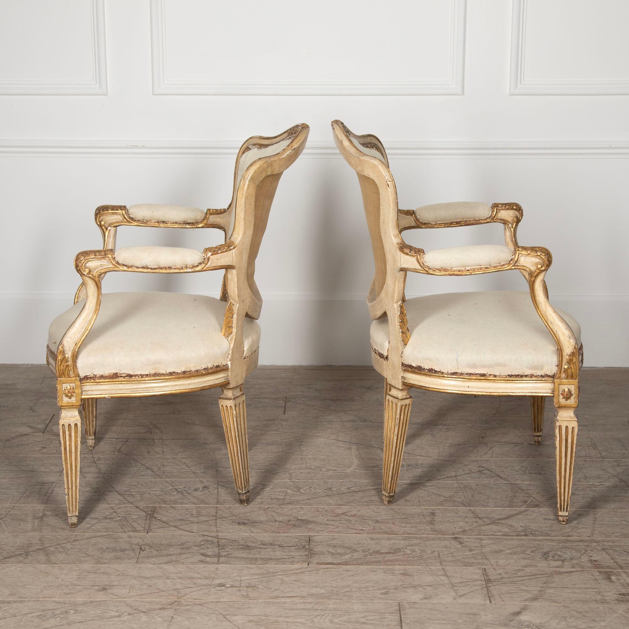 Pair of Early 19th Century Italian Armchairs For Sale 2