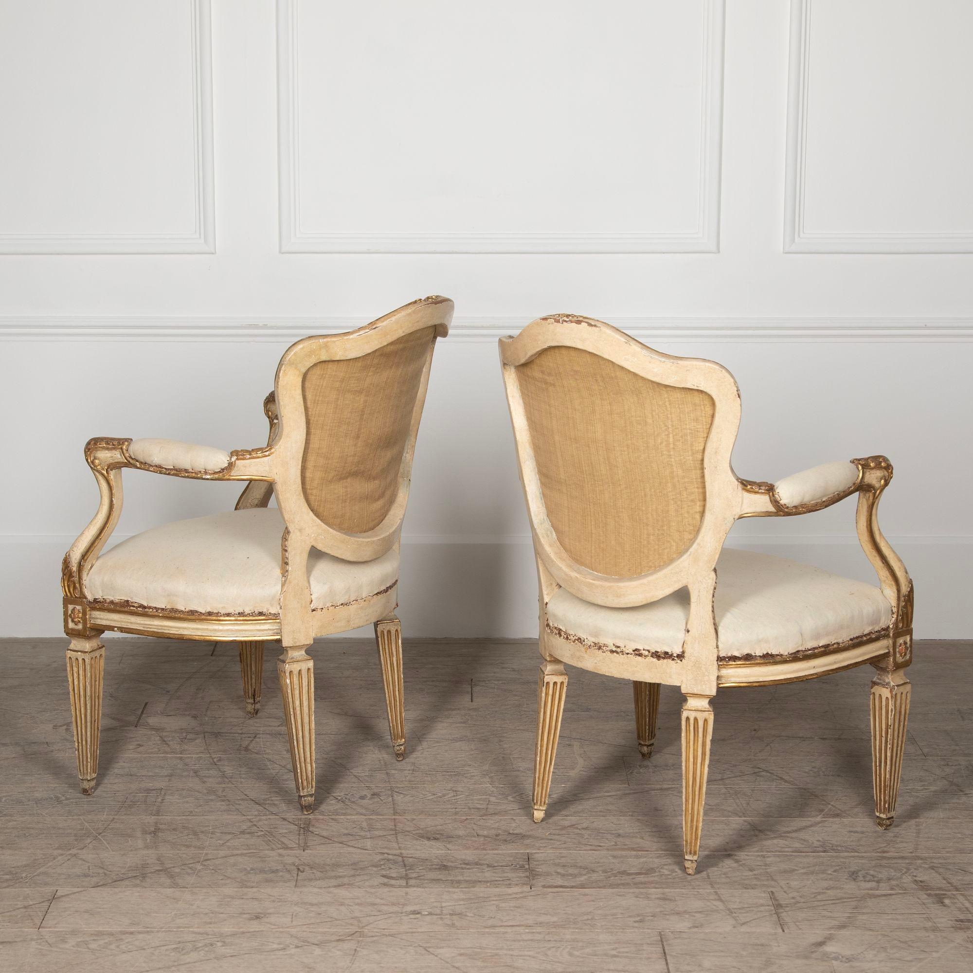 Pair of Early 19th Century Italian Armchairs For Sale 3