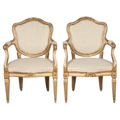 Antique Pair of Early 19th Century Italian Armchairs