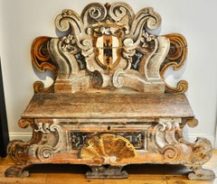 Paire de bancs en cassapanca peints de style baroque italien du début du 19e siècle