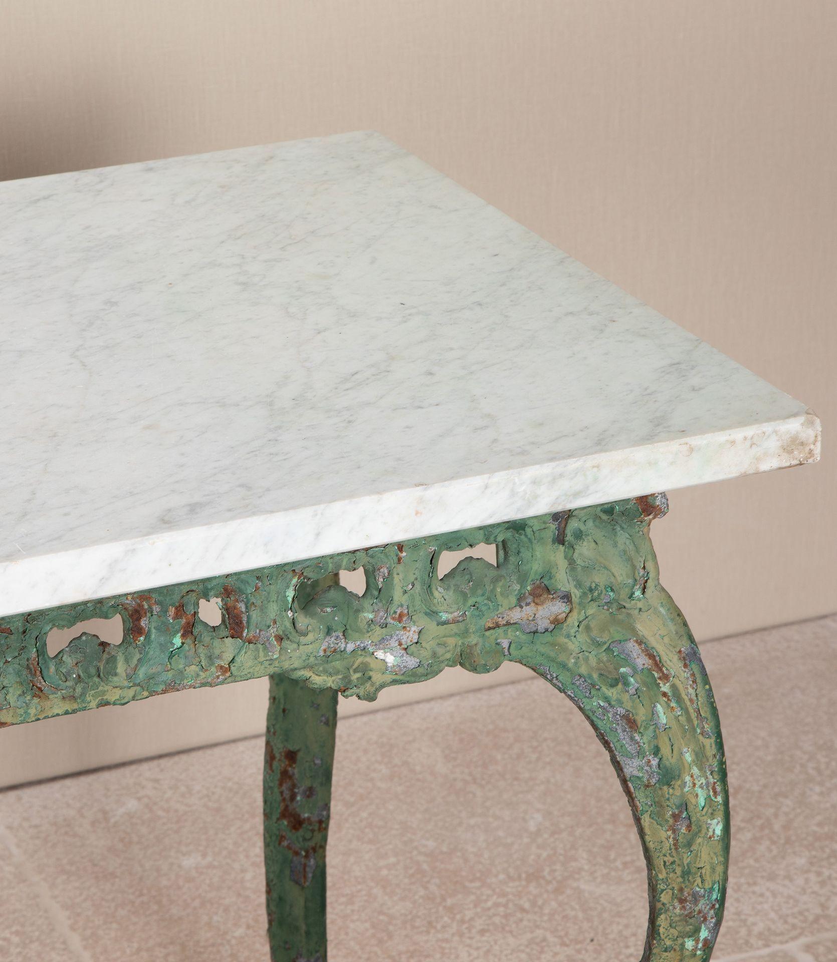 Pair of Early 19th Century Italian Cast Iron Tables with Carrara Marble Tops In Good Condition For Sale In Gloucestershire, GB