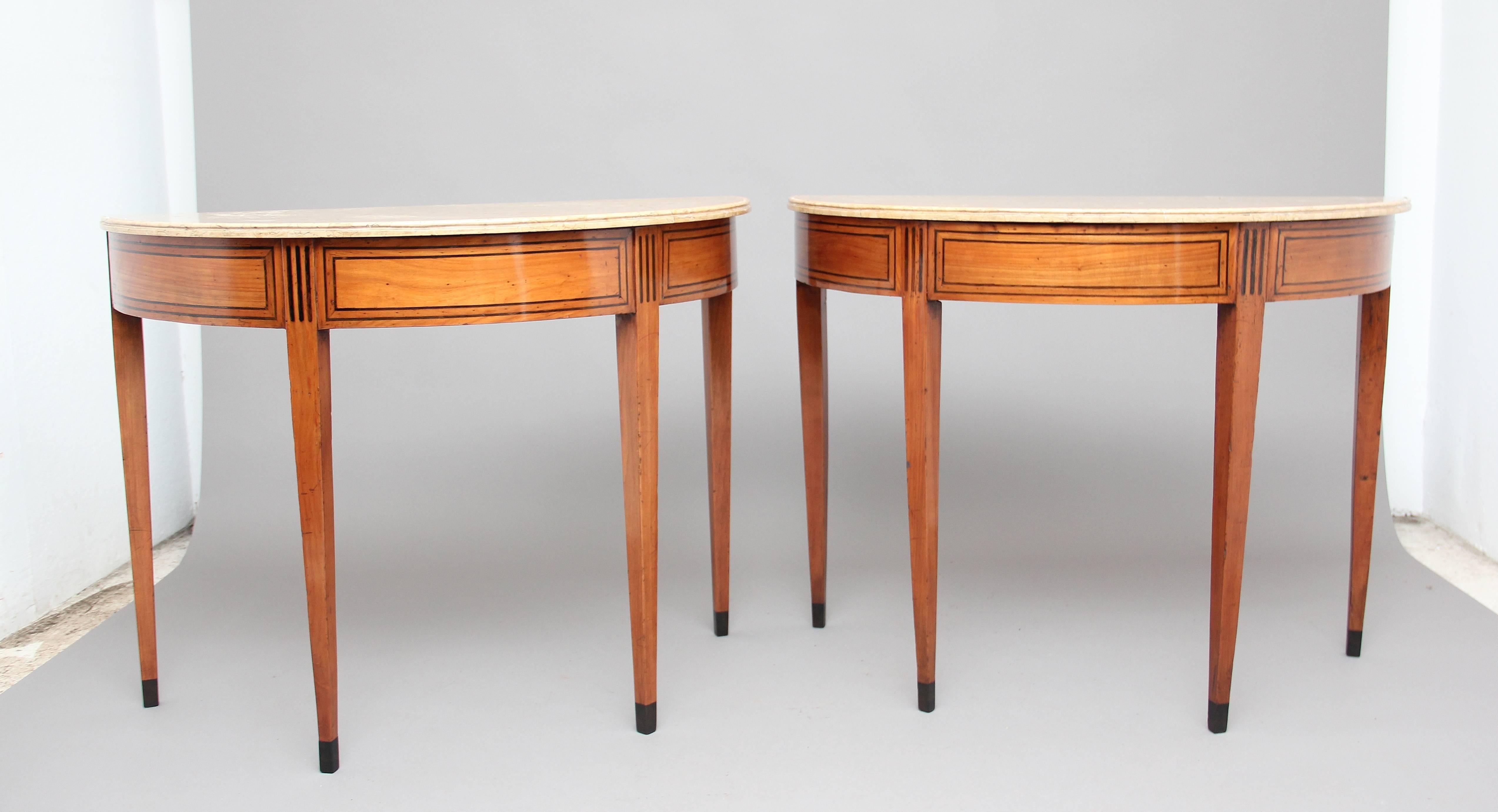 Fruitwood Pair of Early 19th Century Italian Console Tables