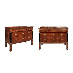 Pair of Early 19th Century Italian Empire Walnut Commodes