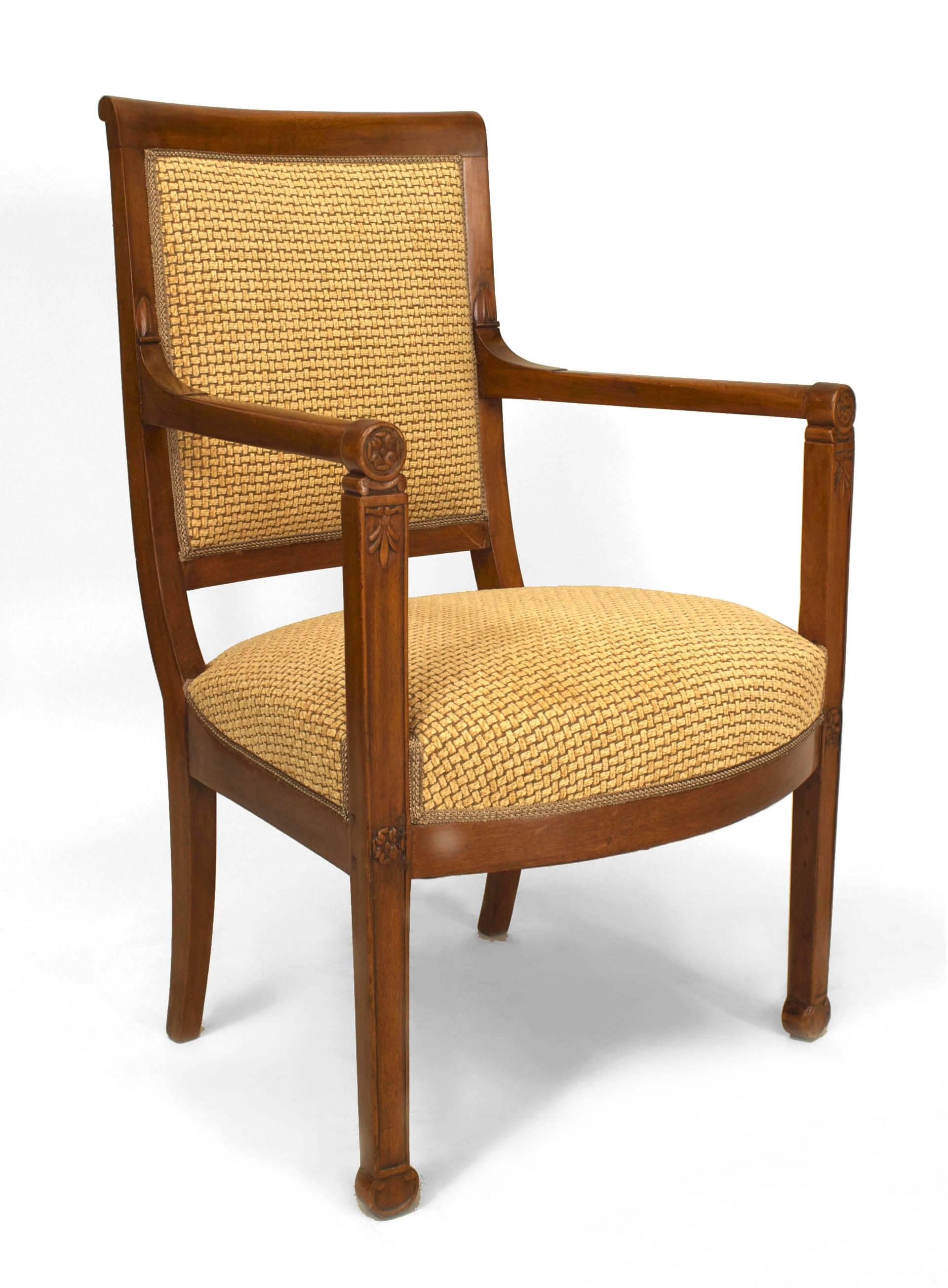 Set of 4 Italian Fruitwood Gold Arm Chairs In Good Condition For Sale In New York, NY