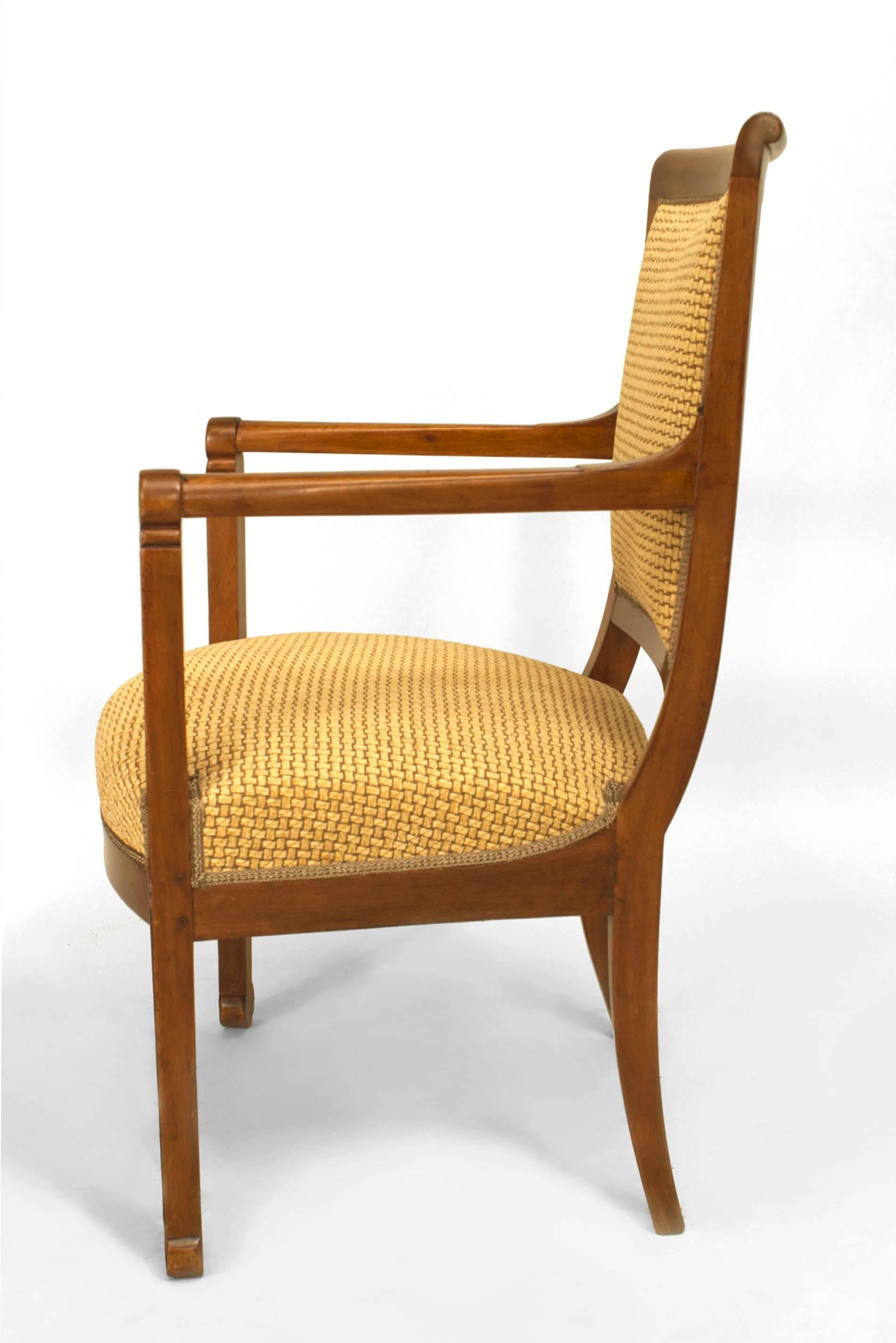 19th Century Set of 4 Italian Fruitwood Gold Arm Chairs For Sale