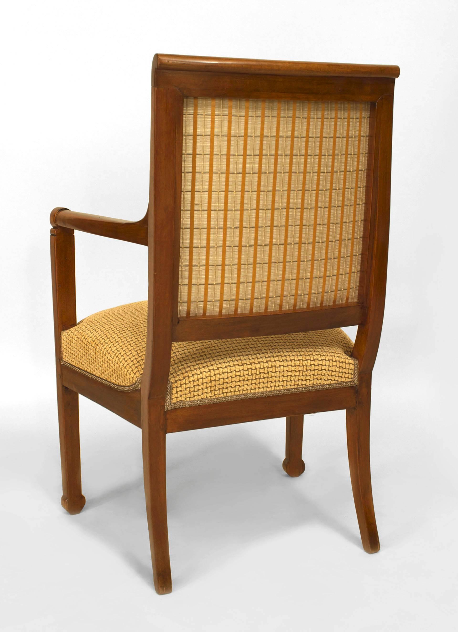 Set of 4 Italian Fruitwood Gold Arm Chairs For Sale 1