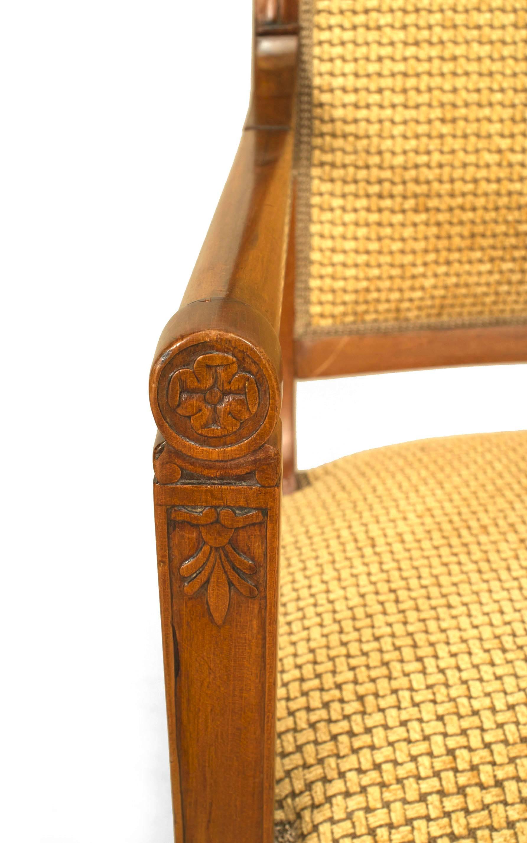 Set of 4 Italian Fruitwood Gold Arm Chairs For Sale 2