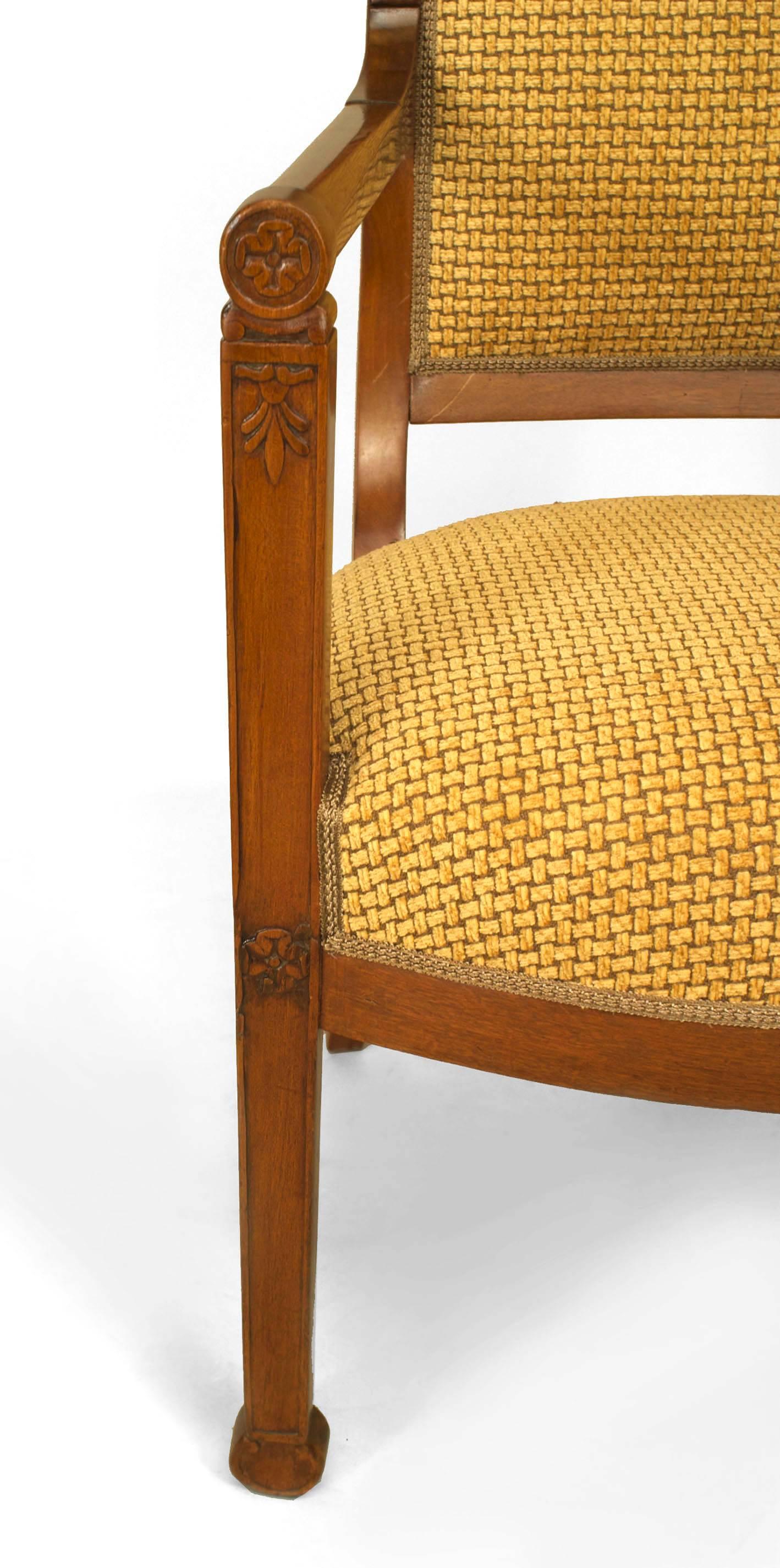 Set of 4 Italian Fruitwood Gold Arm Chairs For Sale 3