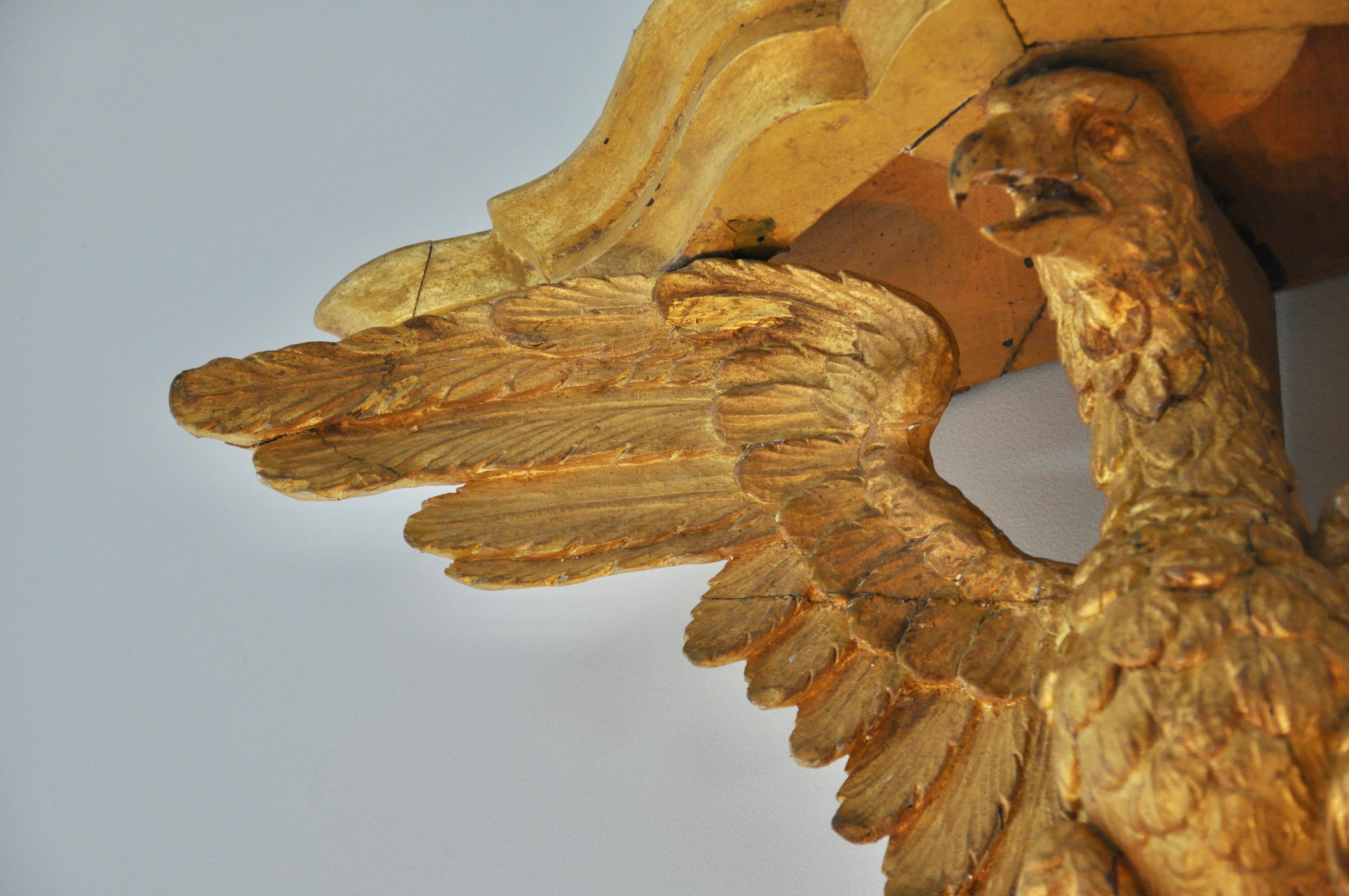 Paar italienische Adler-Wandhalterungen aus vergoldetem Holz aus dem frühen 19. Jahrhundert im Angebot 2