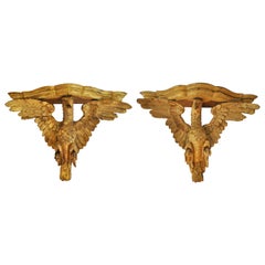 Pair of Early 19th Century Italian Giltwood Eagle Wall Brackets