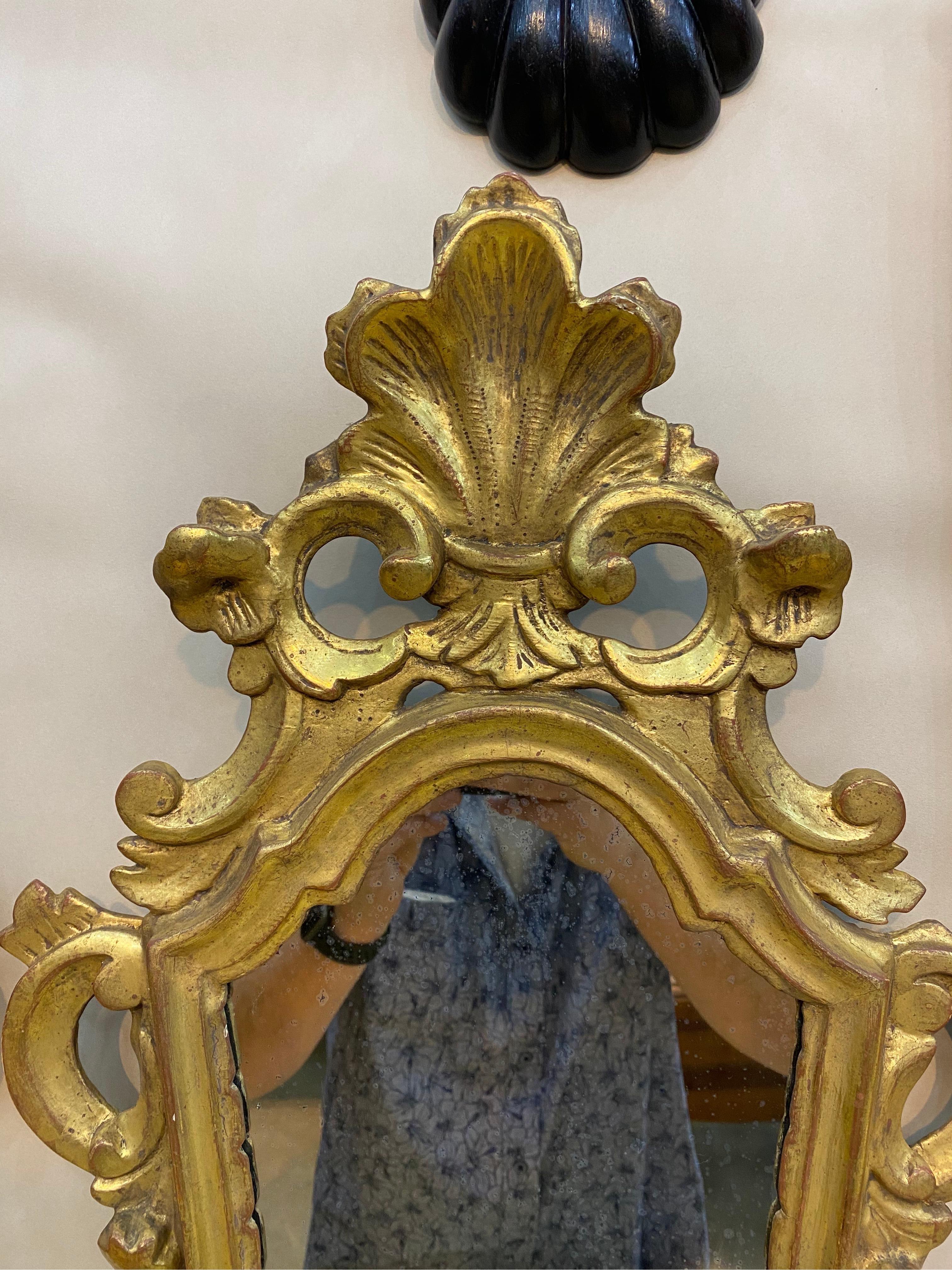 Pair of Early 19th Century Italian Giltwood Mirrors In Good Condition In Charleston, SC